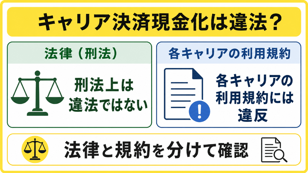 キャリア決済現金化を法律と利用規約からみた位置づけを解説