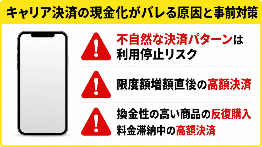 キャリア決済の現金化がバレる原因と事前対策