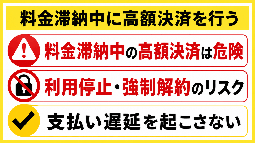 料金滞納中に高額決済を行う