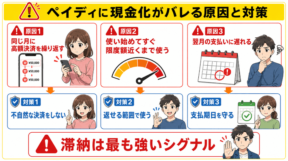 ペイディに現金化がバレる原因と対策