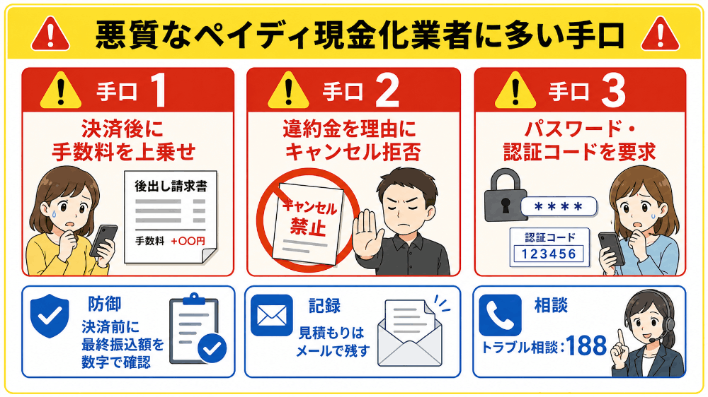 悪質なペイディ現金化業者に多い手口
