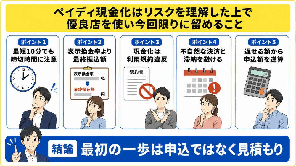 ペイディ現金化はリスクを理解した上で優良店を使い今回限りに留めること